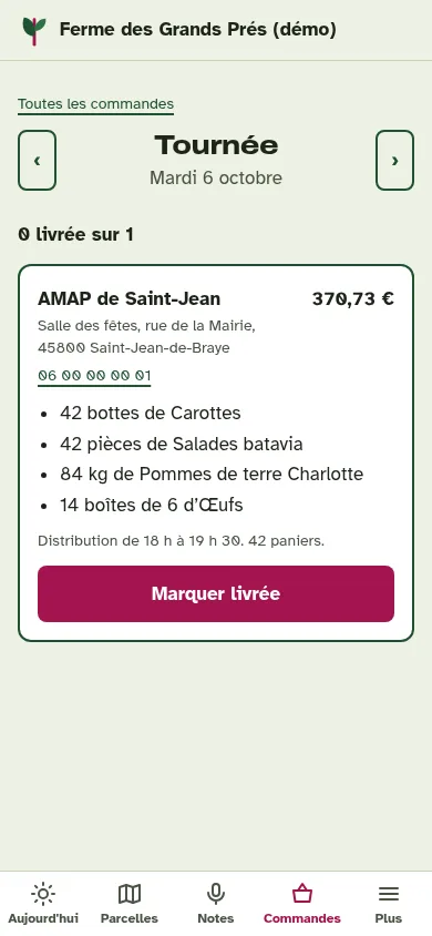 La tournée du jour, arrêt par arrêt
